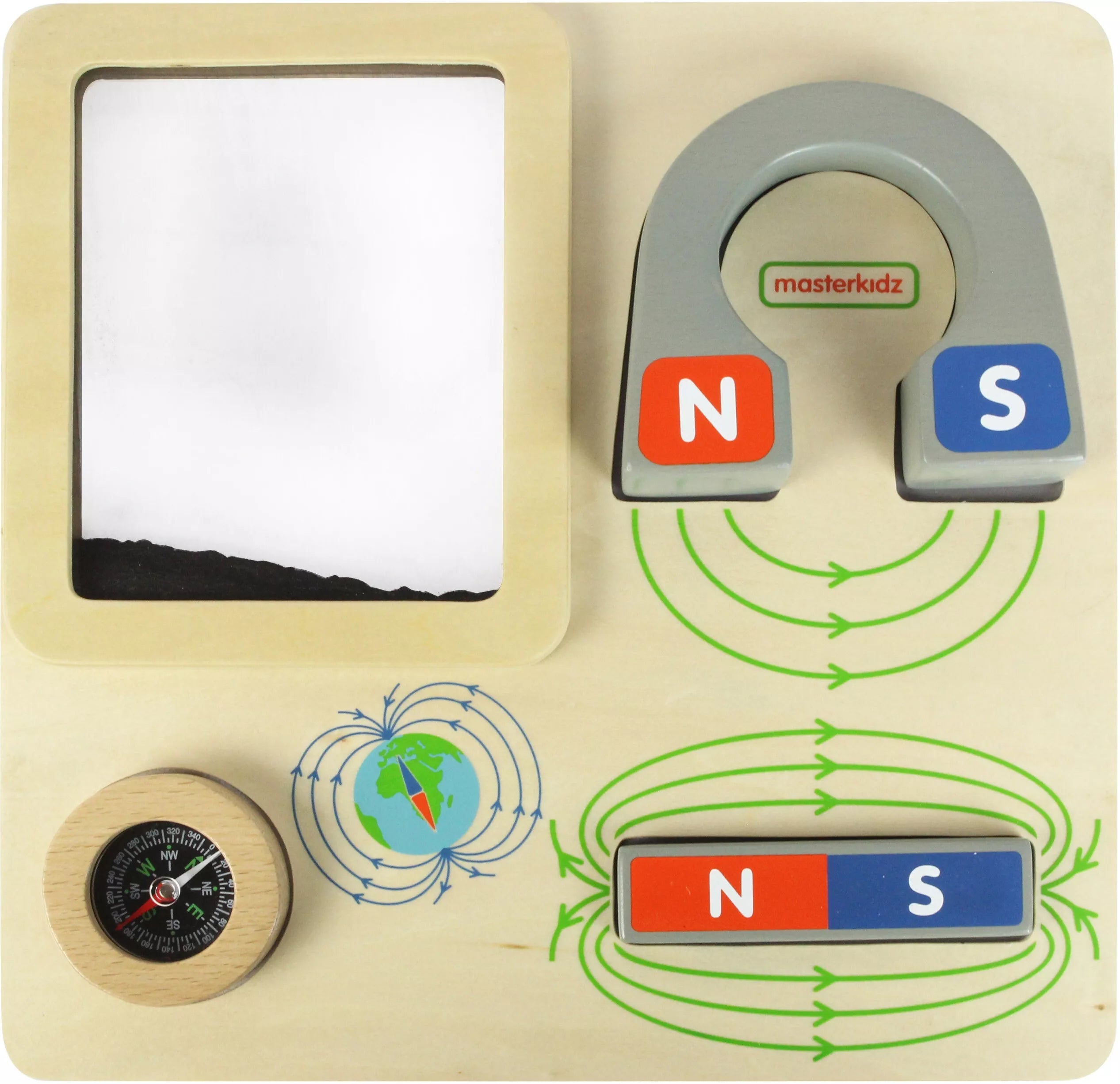 MASTERKIDZ magnetinė edukacinė žaidimų lenta Montessori su kompasu